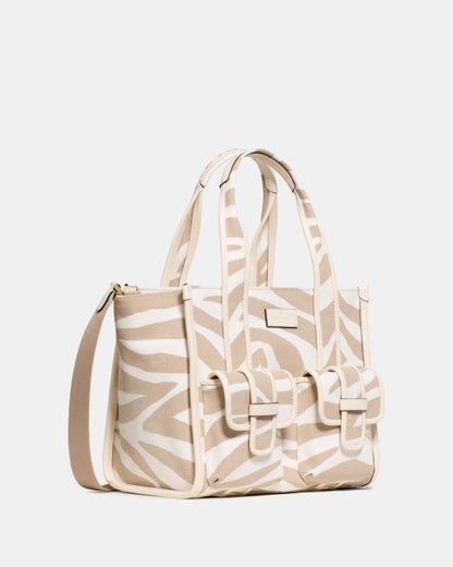 KateSpade Kip Zebra Cargo Small Tote Bag Light Fawn Multi