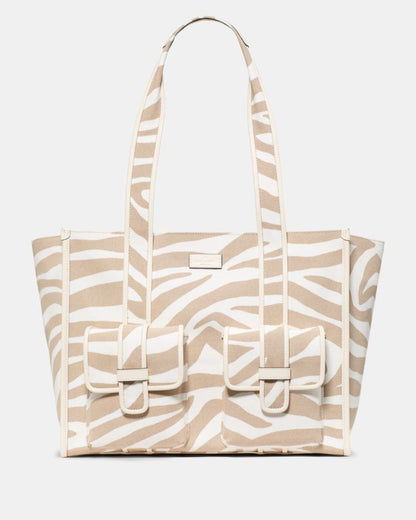 KateSpade Kip Zebra Cargo Large Tote Bag Light Fawn Multi