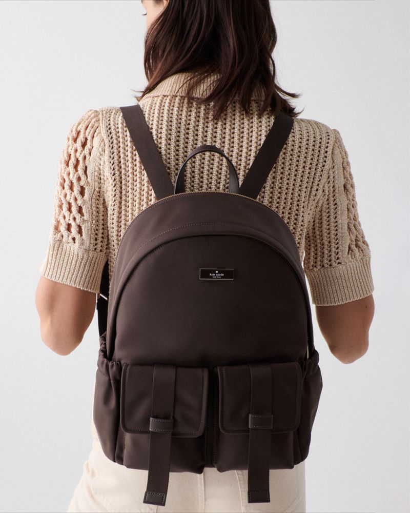 KateSpade Carter Nylon Cargo Large Backpack Hot Fudge