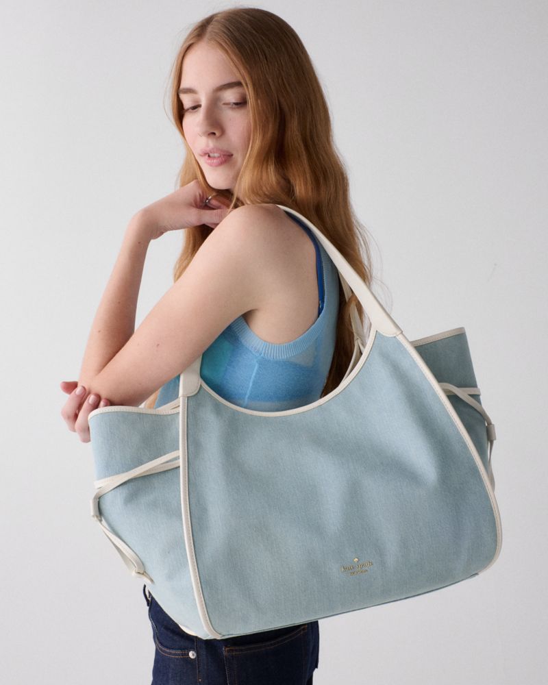 KateSpade Stash Denim Large Carryall Bag Blue Multicolor