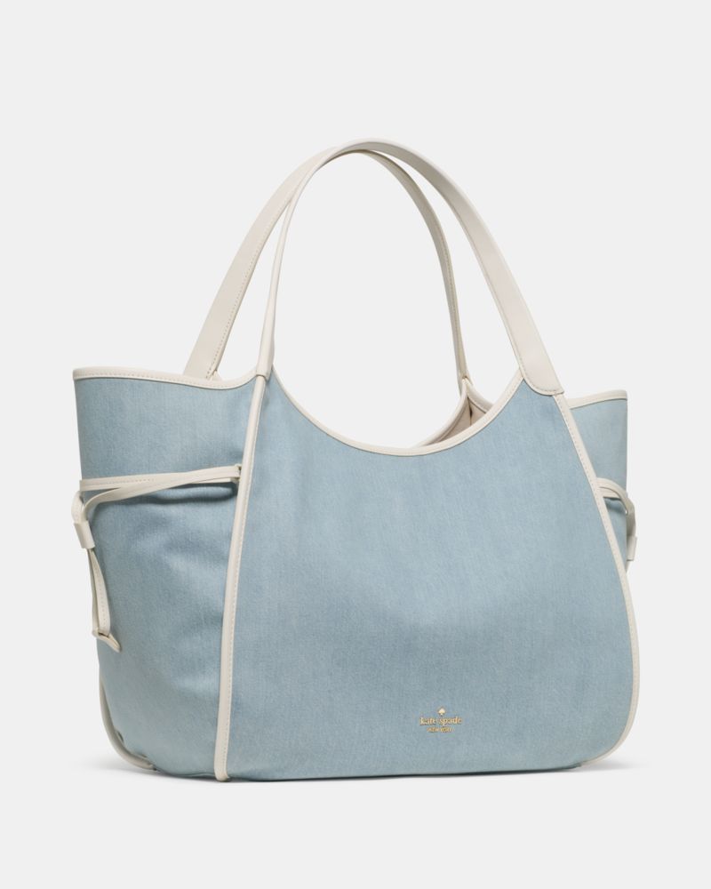 KateSpade Stash Denim Large Carryall Bag Blue Multicolor