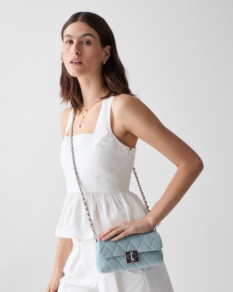 KateSpade Carey Denim Wallet On Chain Blue Multicolor
