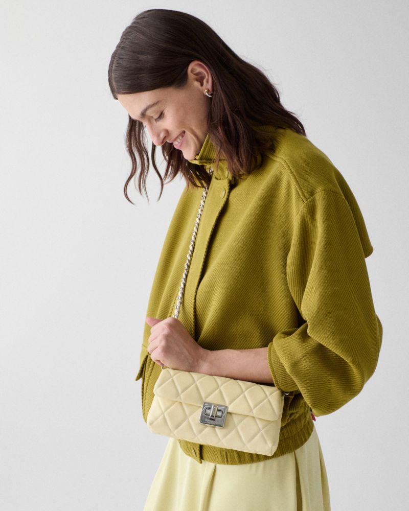 KateSpade Carey Quilted Wallet On Chain Lemon Fondant