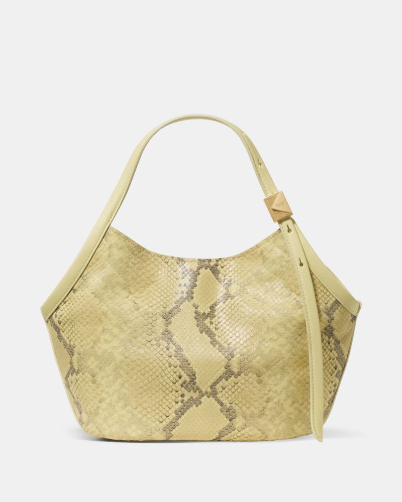 KateSpade Deco Snake Embossed Small Tulip Tote Bag Pale Citron