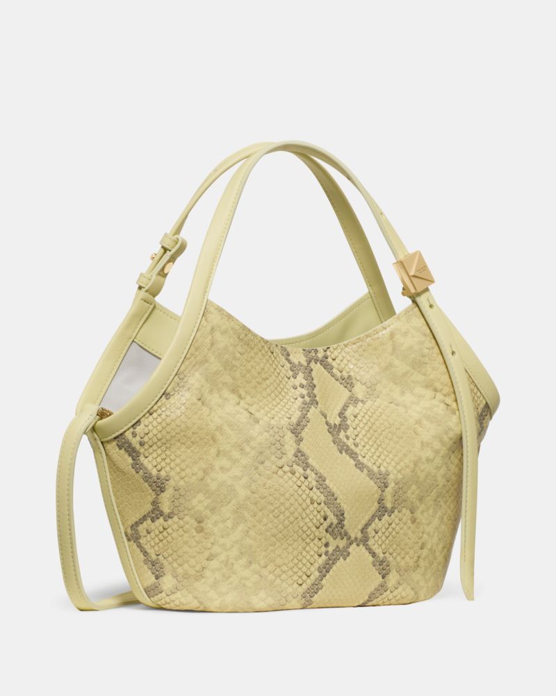 KateSpade Deco Snake Embossed Small Tulip Tote Bag Pale Citron