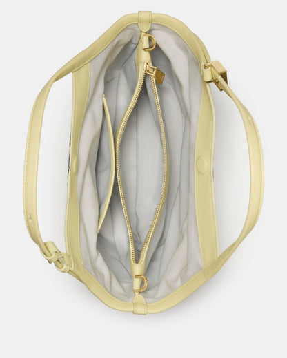 KateSpade Deco Snake Embossed Small Tulip Tote Bag Pale Citron