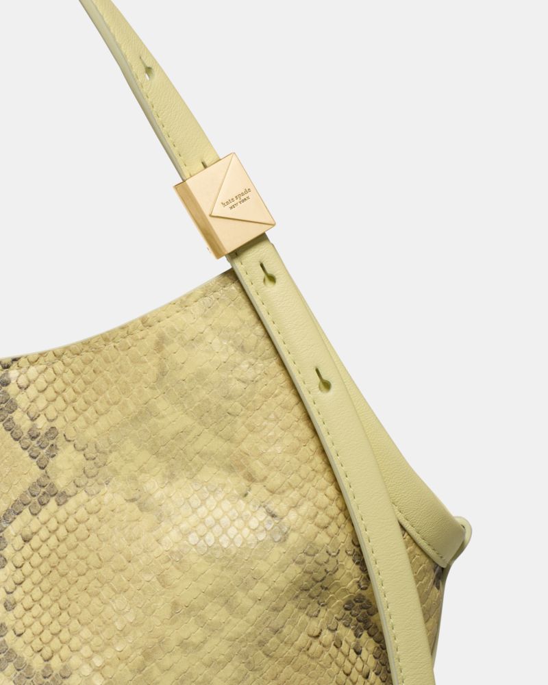 KateSpade Deco Snake Embossed Small Tulip Tote Bag Pale Citron