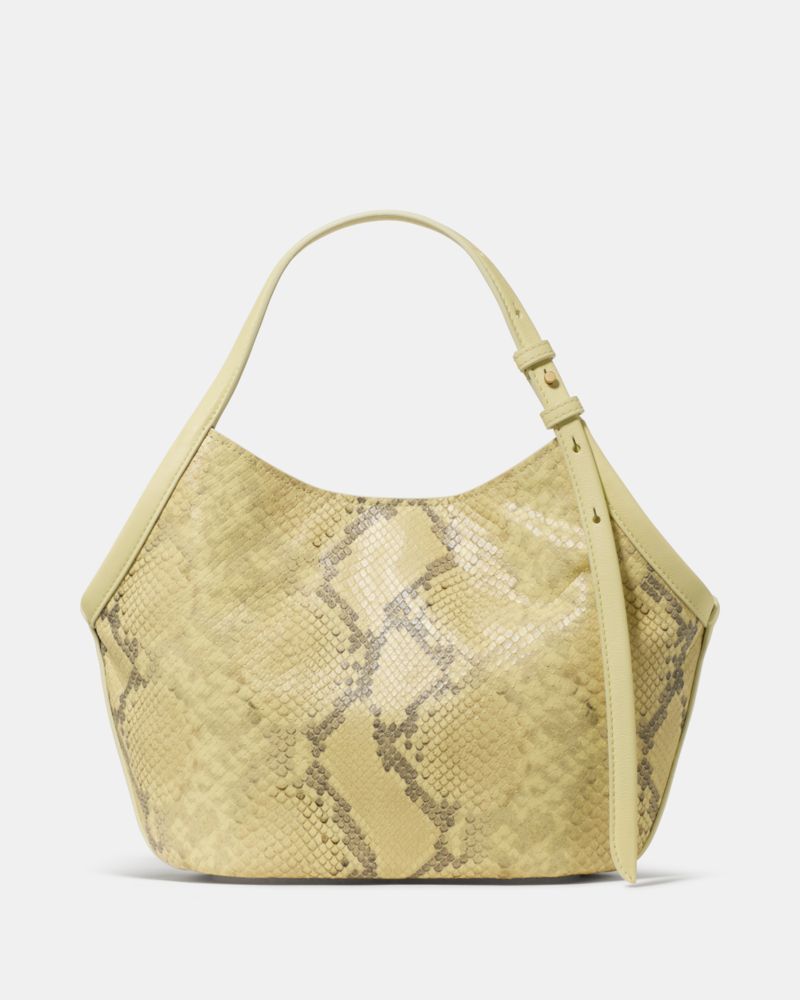 KateSpade Deco Snake Embossed Small Tulip Tote Bag Pale Citron