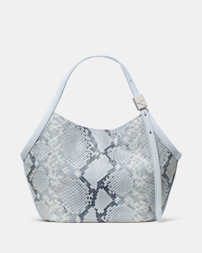 KateSpade Deco Snake Embossed Small Tulip Tote Bag Pale Sapphirine