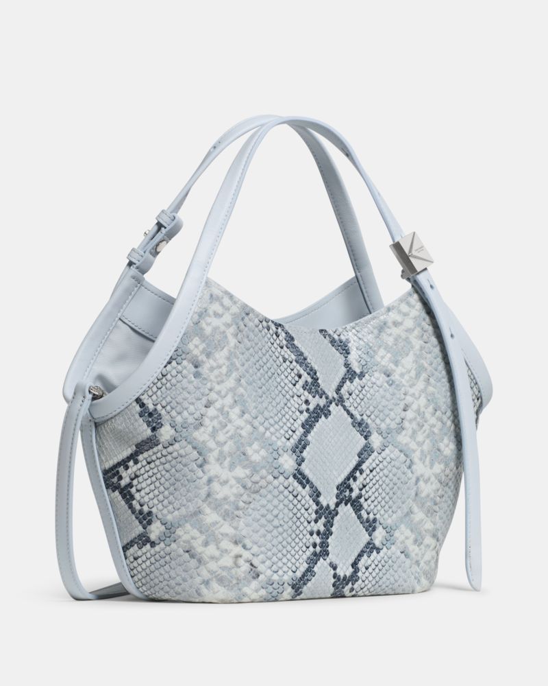 KateSpade Deco Snake Embossed Small Tulip Tote Bag Pale Sapphirine