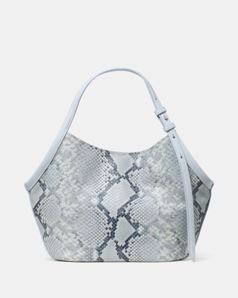 KateSpade Deco Snake Embossed Small Tulip Tote Bag Pale Sapphirine