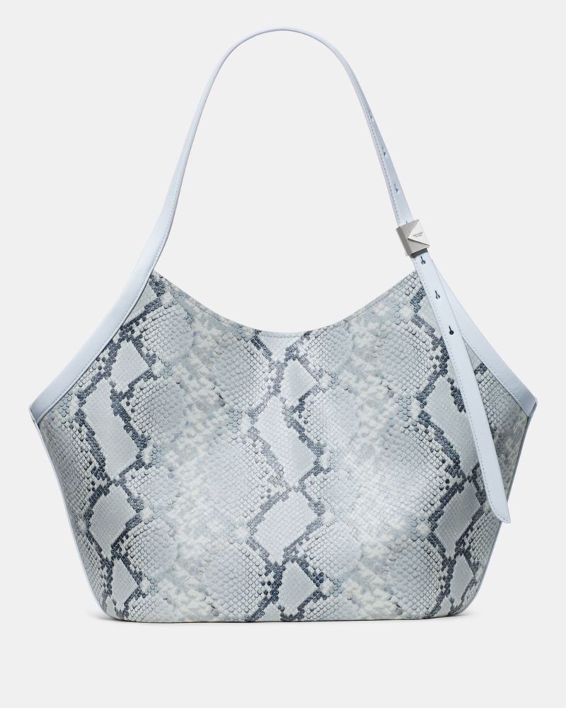 KateSpade Deco Snake Embossed Tulip Tote Bag Pale Sapphirine