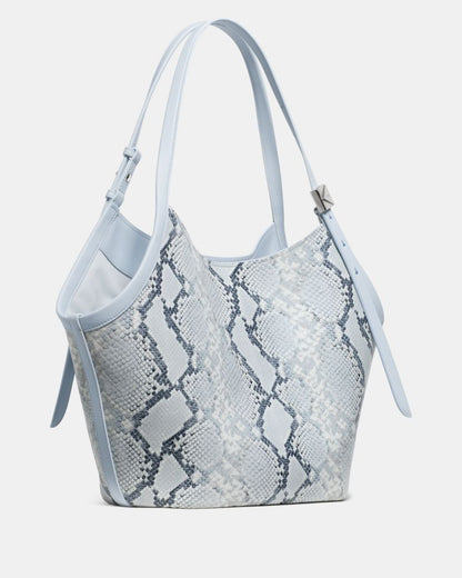 KateSpade Deco Snake Embossed Tulip Tote Bag Pale Sapphirine