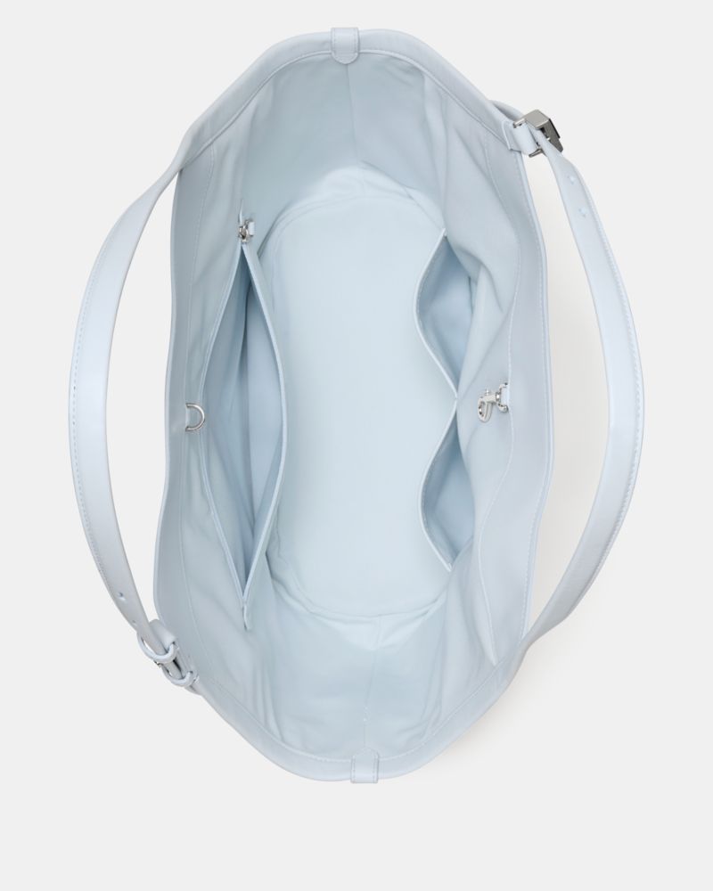 KateSpade Deco Snake Embossed Tulip Tote Bag Pale Sapphirine