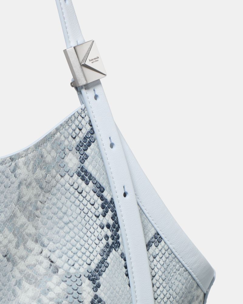 KateSpade Deco Snake Embossed Tulip Tote Bag Pale Sapphirine
