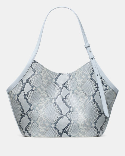 KateSpade Deco Snake Embossed Tulip Tote Bag Pale Sapphirine