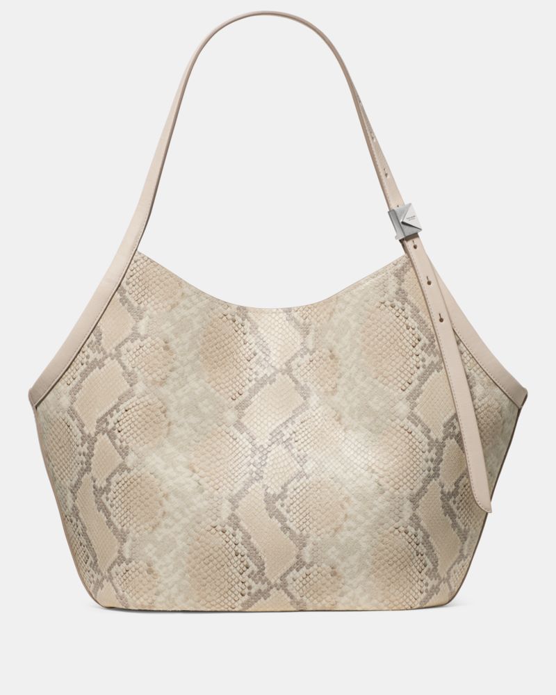 KateSpade Deco Snake Embossed Tulip Tote Bag Neutral Multi
