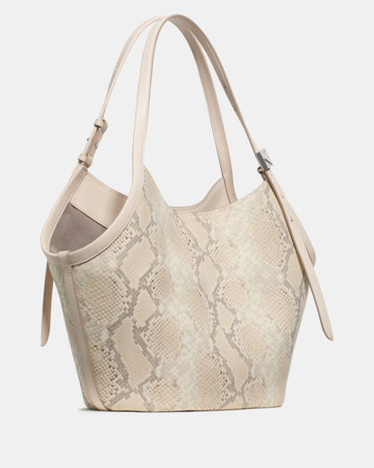 KateSpade Deco Snake Embossed Tulip Tote Bag Neutral Multi