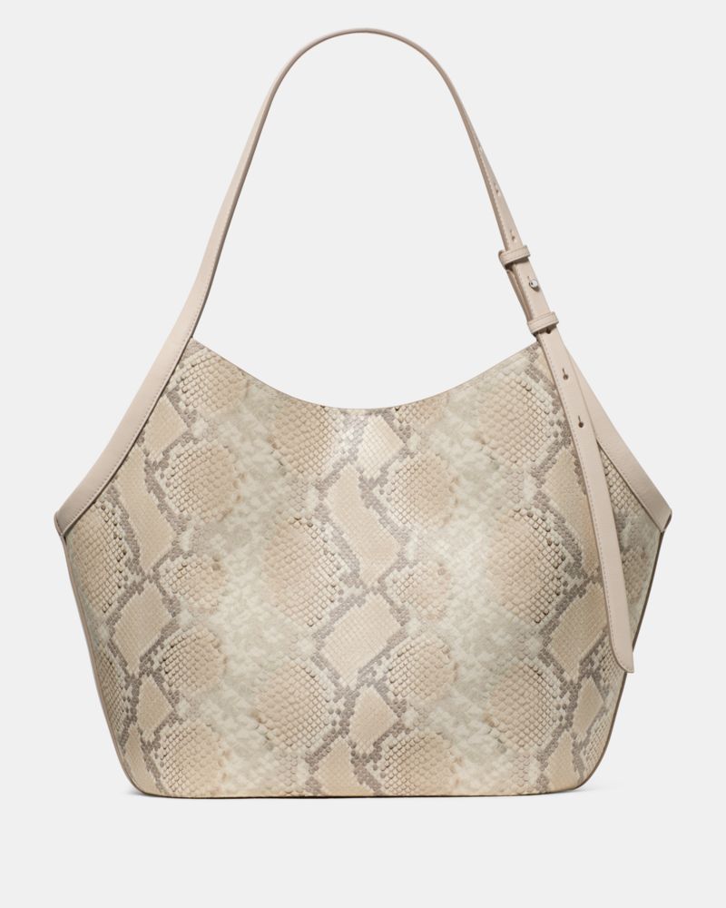 KateSpade Deco Snake Embossed Tulip Tote Bag Neutral Multi
