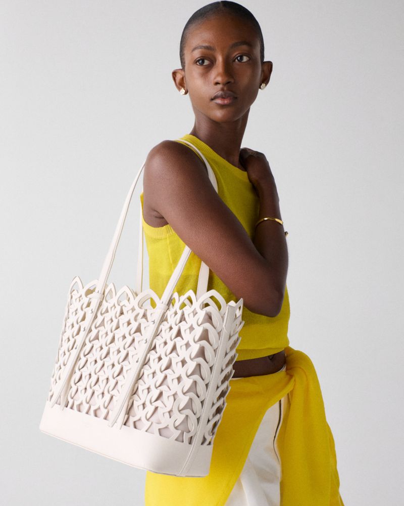 KateSpade Do It All Woven Tote Bag Cream