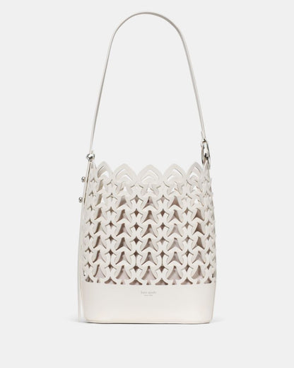 KateSpade Halo Woven Bucket Bag Cream