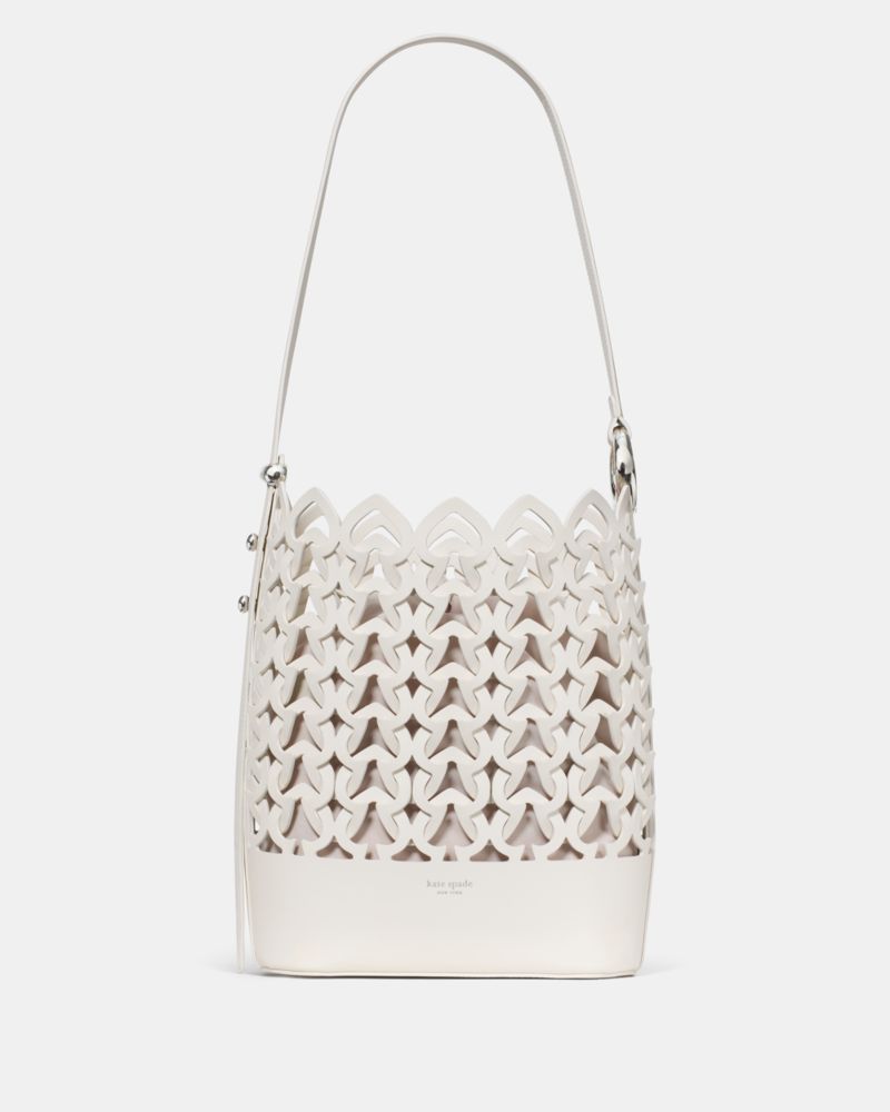 KateSpade Halo Woven Bucket Bag Cream