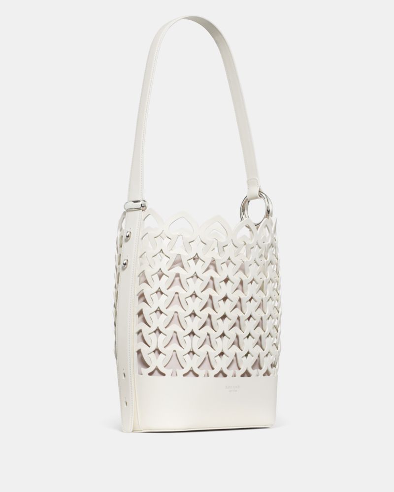 KateSpade Halo Woven Bucket Bag Cream