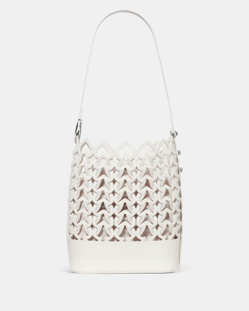 KateSpade Halo Woven Bucket Bag Cream