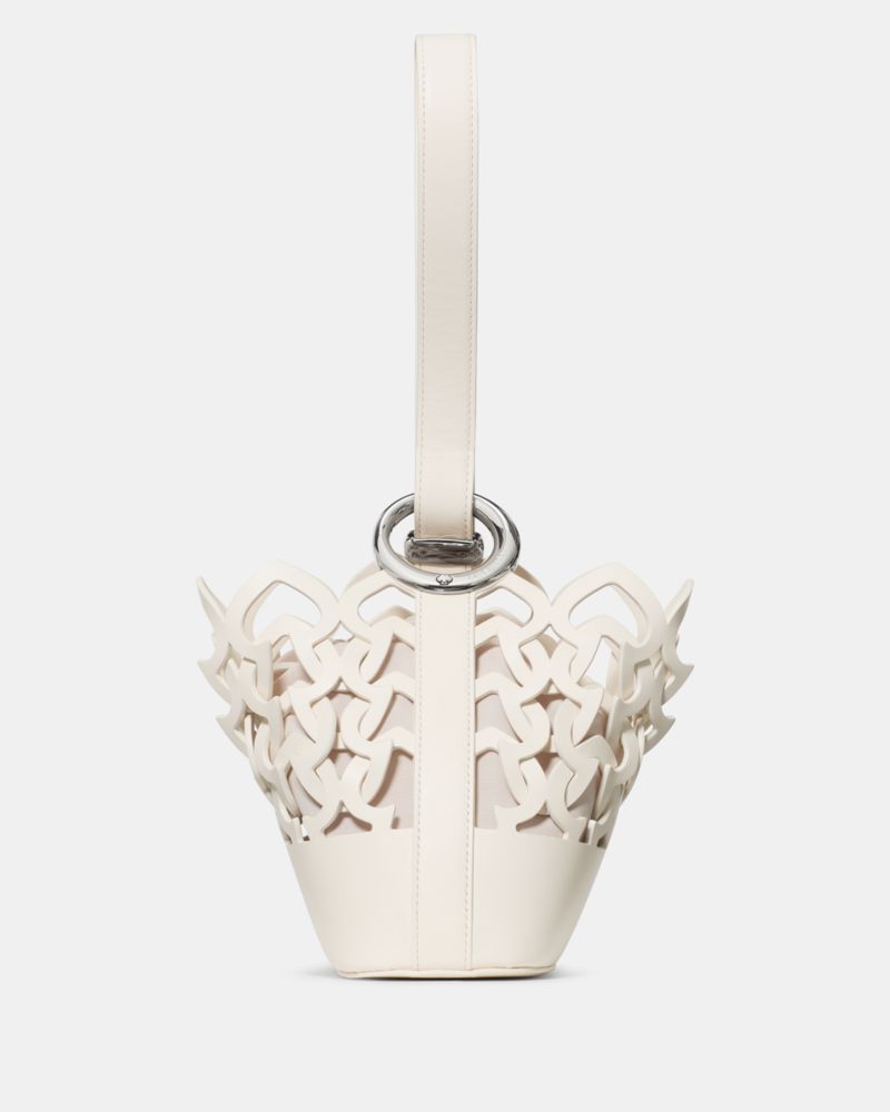 KateSpade Halo Woven Mini Bucket Bag Cream