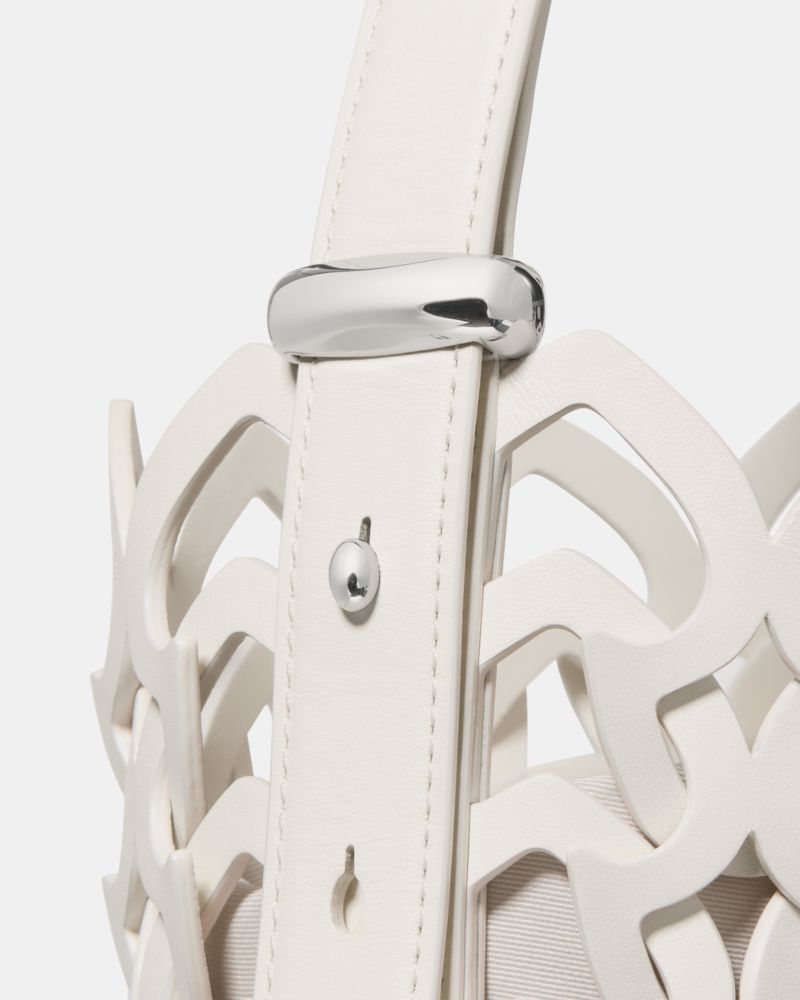 KateSpade Halo Woven Mini Bucket Bag Cream