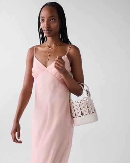 KateSpade Halo Woven Mini Bucket Bag Cream