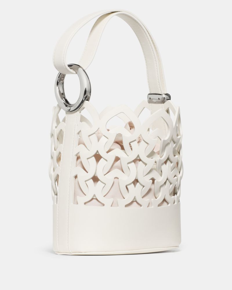 KateSpade Halo Woven Mini Bucket Bag Cream