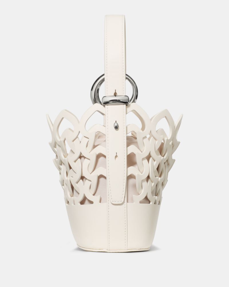 KateSpade Halo Woven Mini Bucket Bag Cream