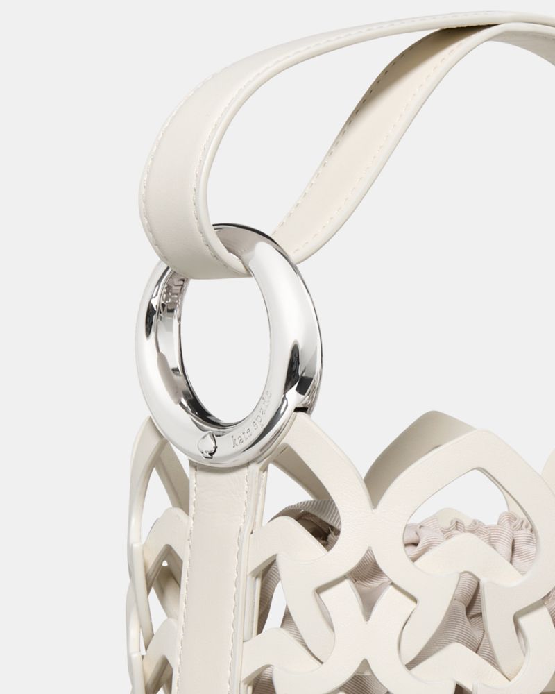 KateSpade Halo Woven Mini Bucket Bag Cream