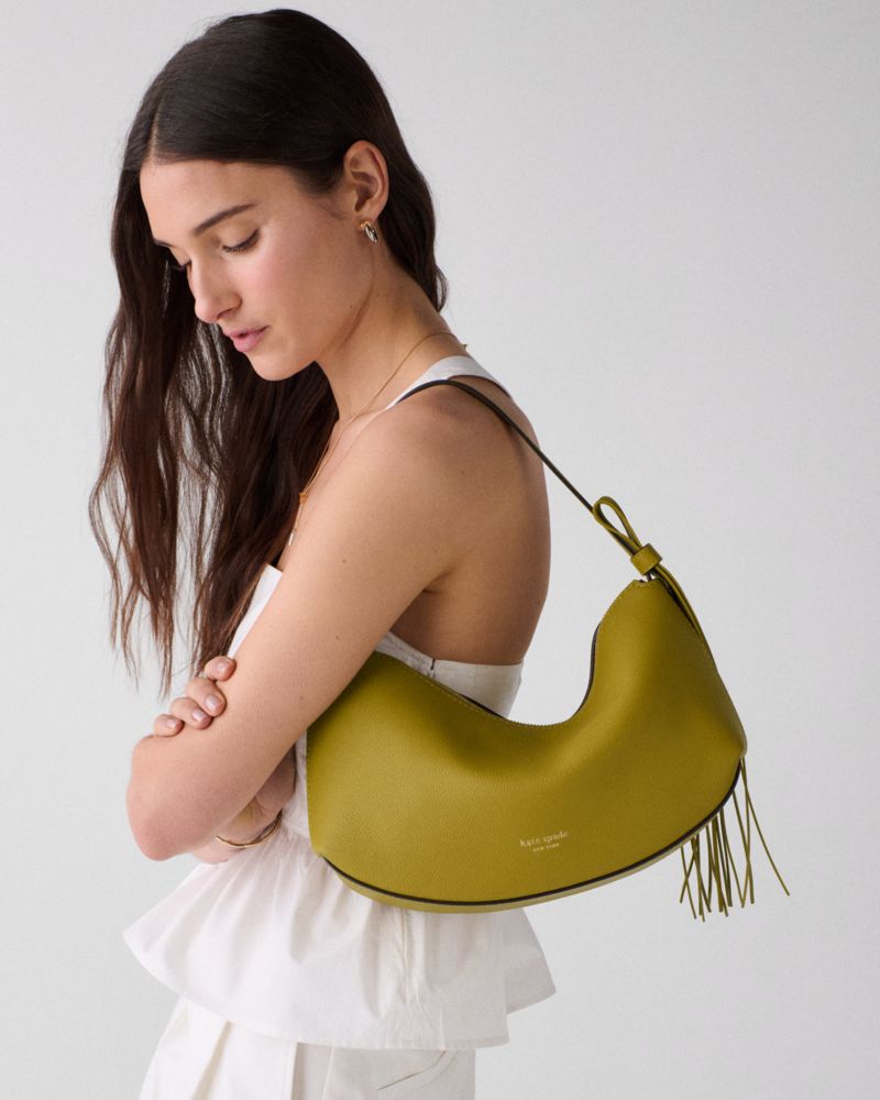 KateSpade Loop Fringe Strap Shoulder Bag Laurel Leaf