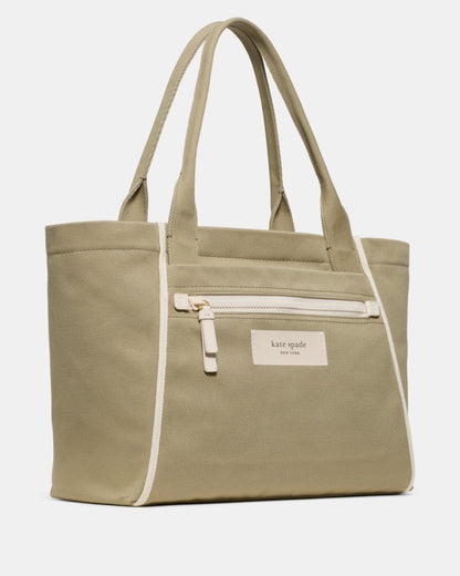 KateSpade Dash Large Canvas Tote Bag Dried Bay Leaf