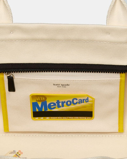 KateSpade Dash Taxi Canvas Tote Bag Natural Multi