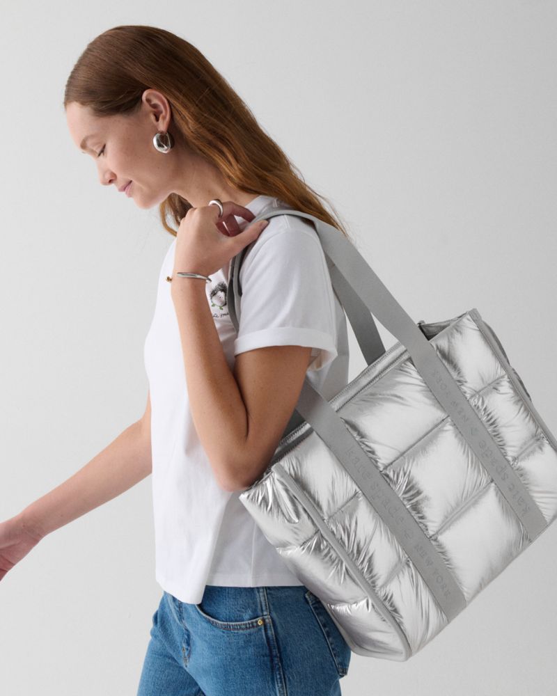 KateSpade Kip Puffy Large Tote Silver