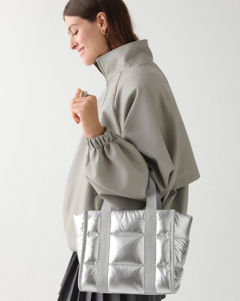 KateSpade Kip Puffy Small Tote Silver