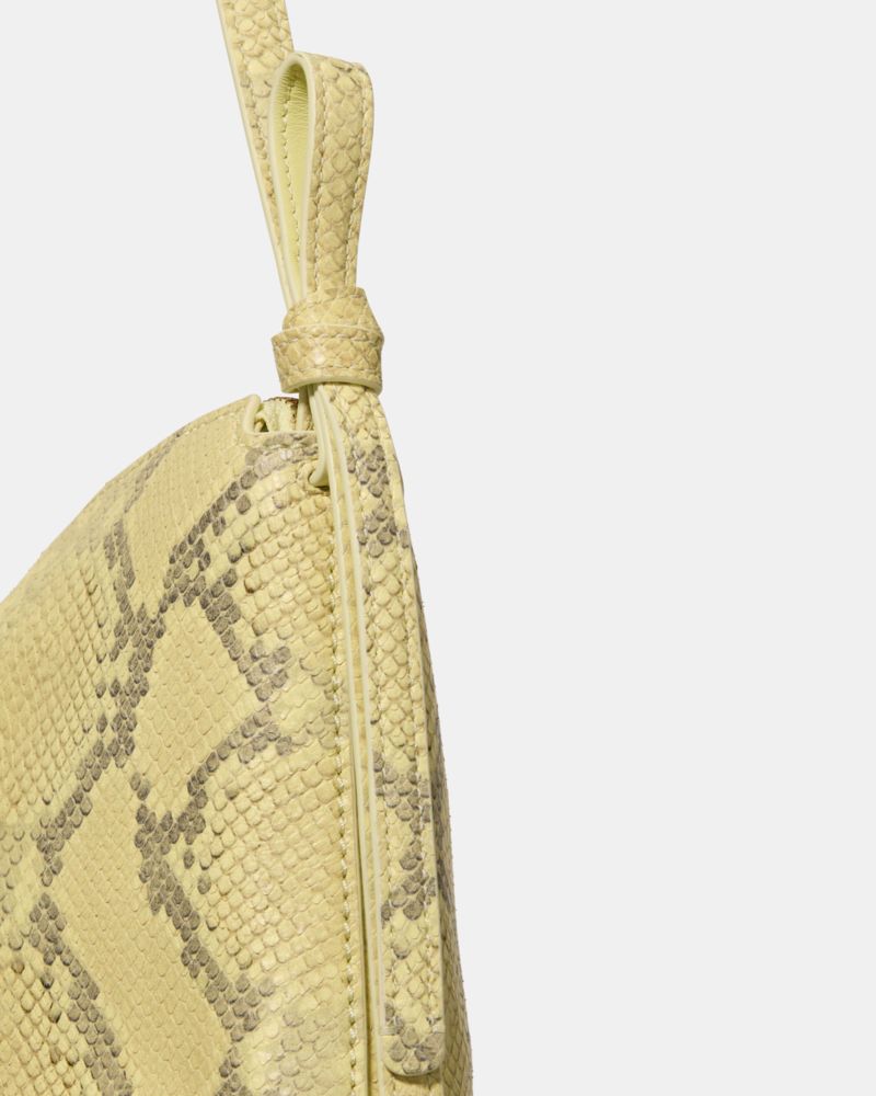 KateSpade Loop Snake Embossed Large Shoulder Bag Pale Citron