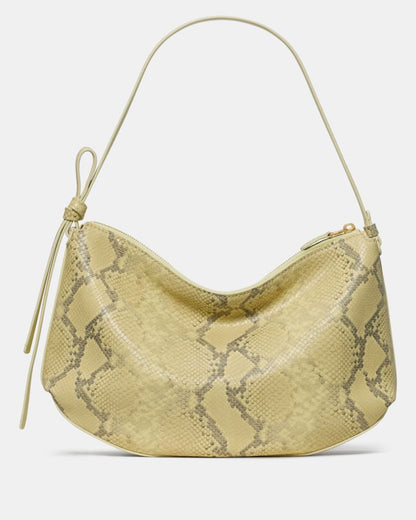 KateSpade Loop Snake Embossed Large Shoulder Bag Pale Citron