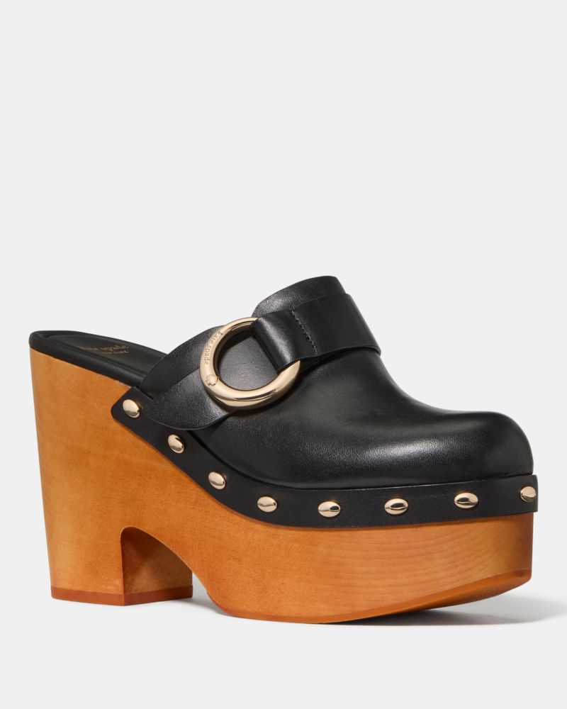 Katespade Halo Platform Clog Mule Black