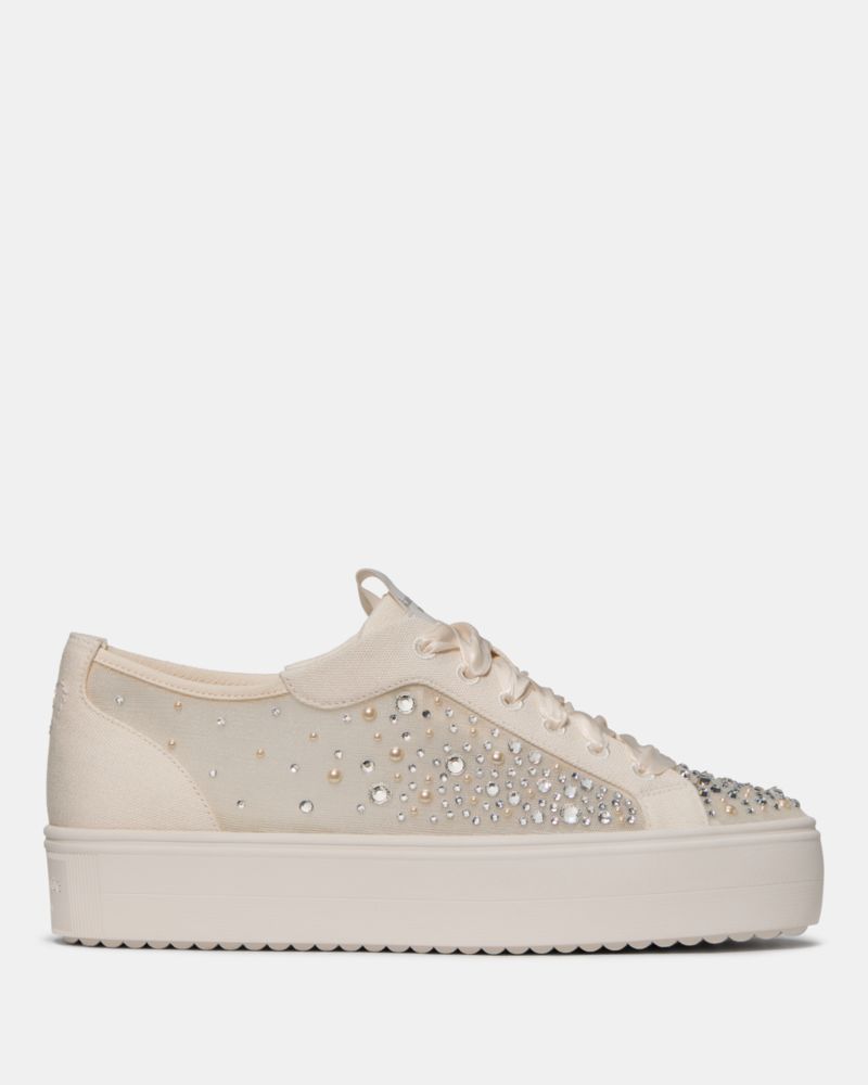 Katespade Sam Icon Embellished Platform Sneakers Cream