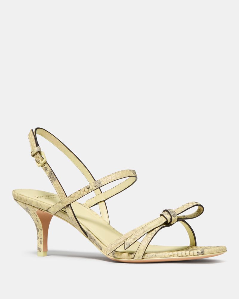Katespade Loop Snakeskin Kitten Heel Sandals Pale Citron