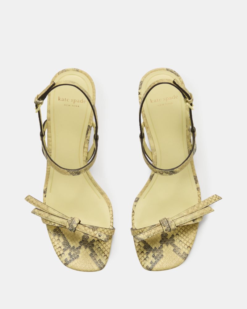 Katespade Loop Snakeskin Kitten Heel Sandals Pale Citron