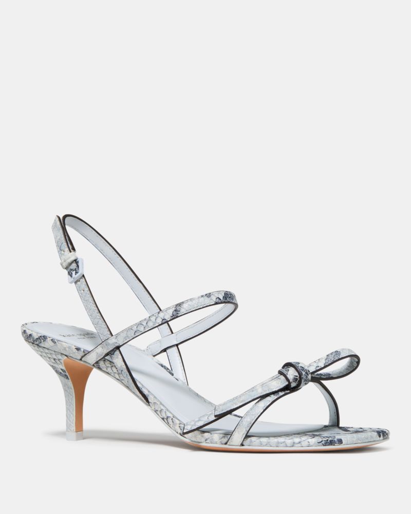 Katespade Loop Snakeskin Kitten Heel Sandals Pale Sapphirine