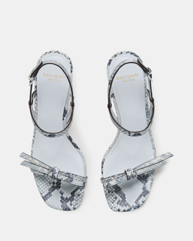 Katespade Loop Snakeskin Kitten Heel Sandals Pale Sapphirine