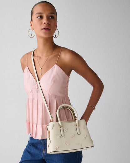 KateSpade Thompson Street Floral Small Satchel Bag Cashew Milk