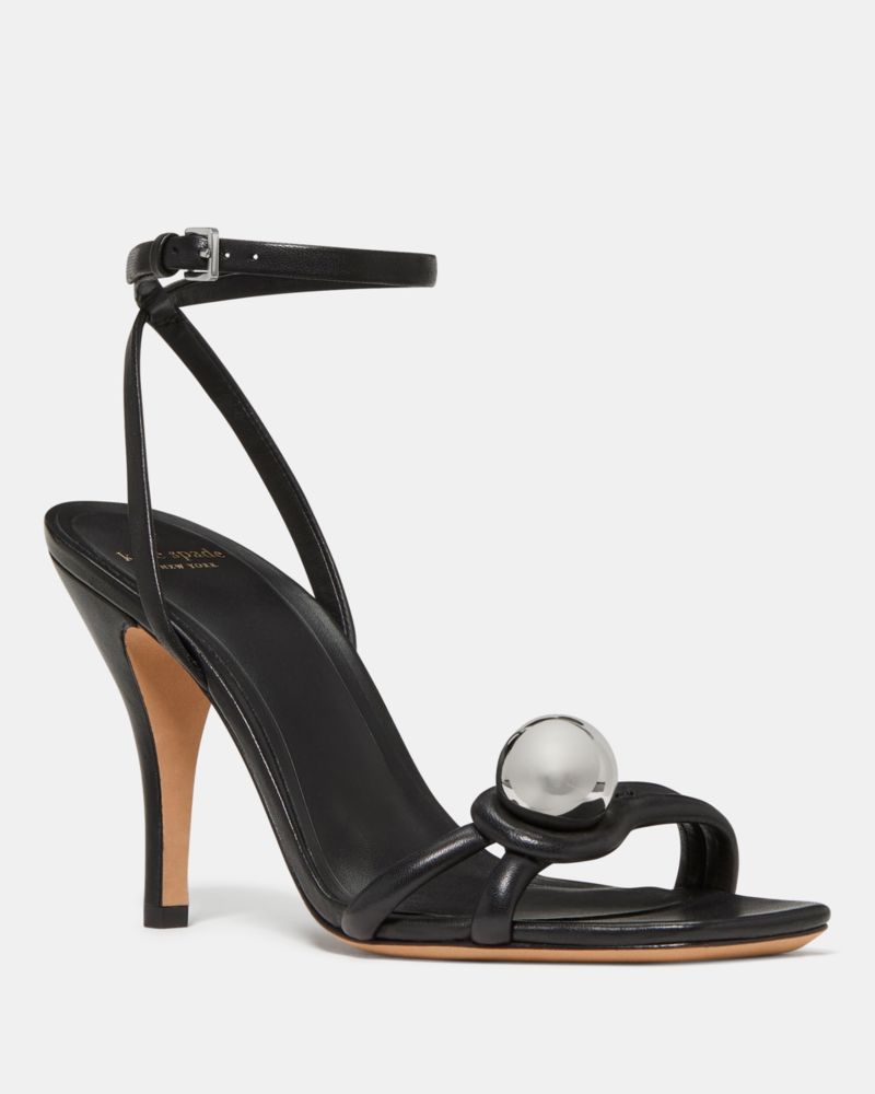 Katespade Harmony Smooth Leather High Heel Sandal Black
