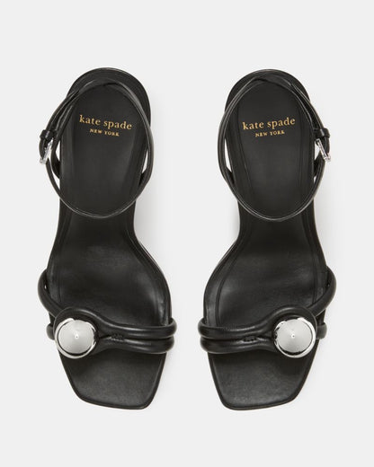 Katespade Harmony Smooth Leather High Heel Sandal Black